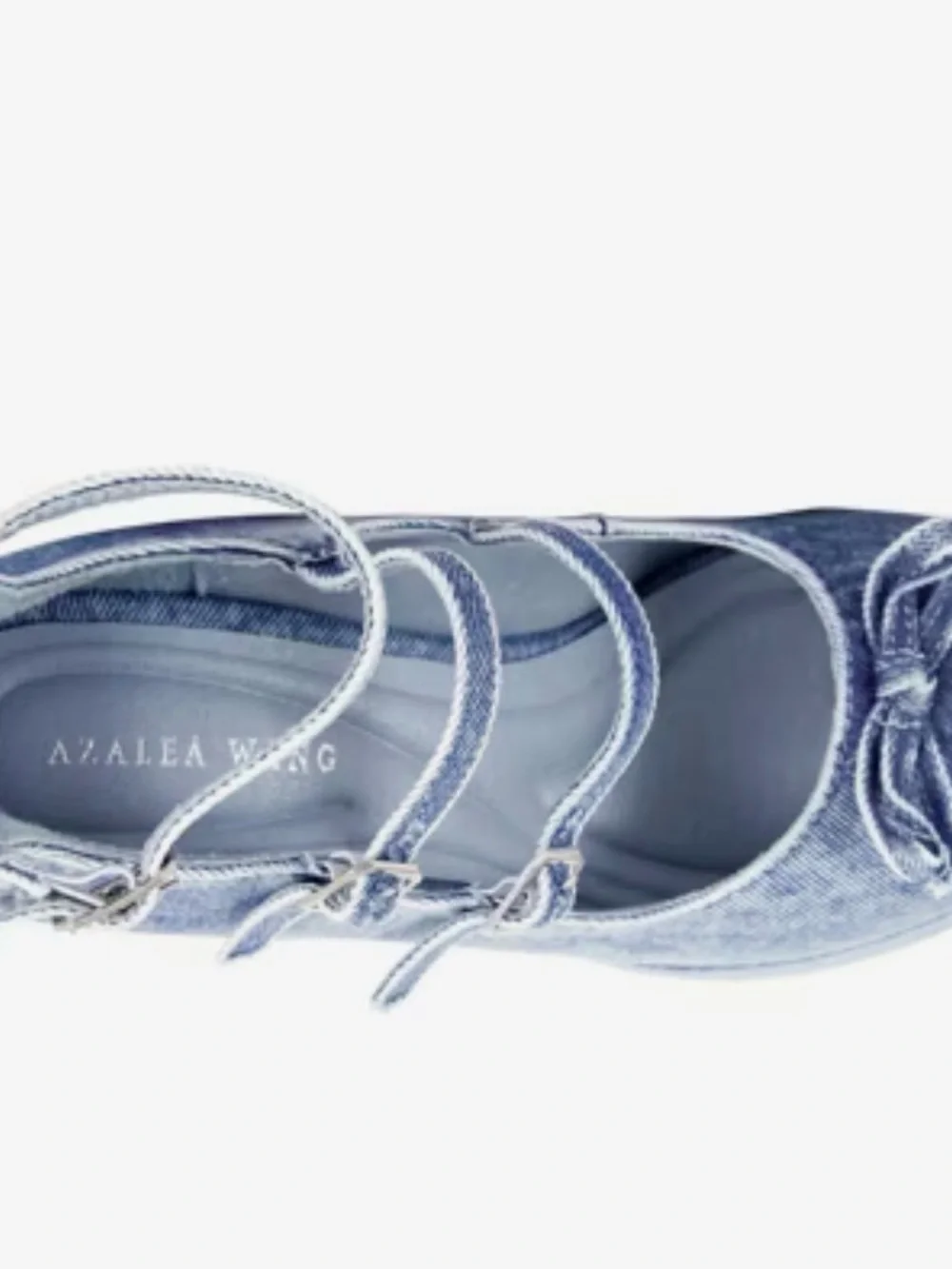Denim Triple-Strap Platform Mary Jane Heels - Blue